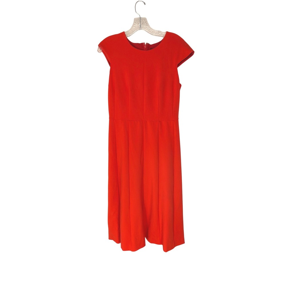 J.Crew Structured Ponte Cap Sleeve A-line Midi Dress Orange Work Office Size 4